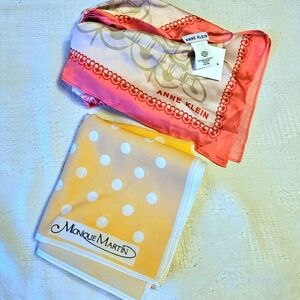 NWT Anne Klein Sea Motif And NWOT Monique Martin Polka Dot Set Of 2 Scarfs
